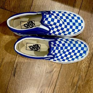 Blue checkerboard vans